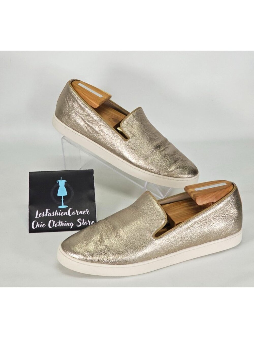 Birdies Women's Metallic Gold Leather The Swift Slip On Shoes Size 10.5 2139 - Picture 7 of 16